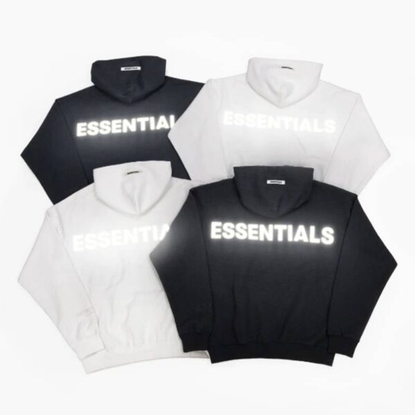 Fear Of God Essentials Reflective Letter Hoodie Black